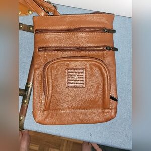 Genuine Leather Crossbody bag with scripture verse Lord's Prayer embossed